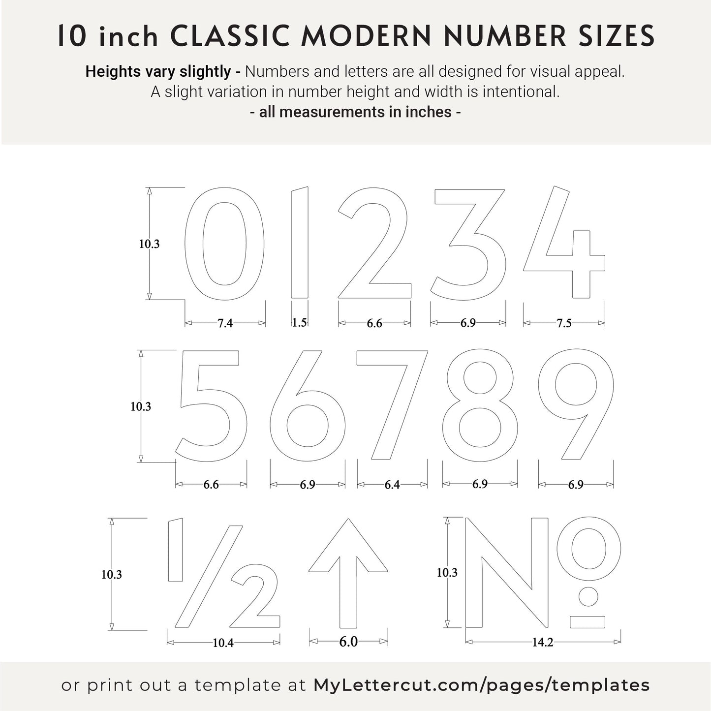 10 inch CLASSIC MODERN house numbers for address signs