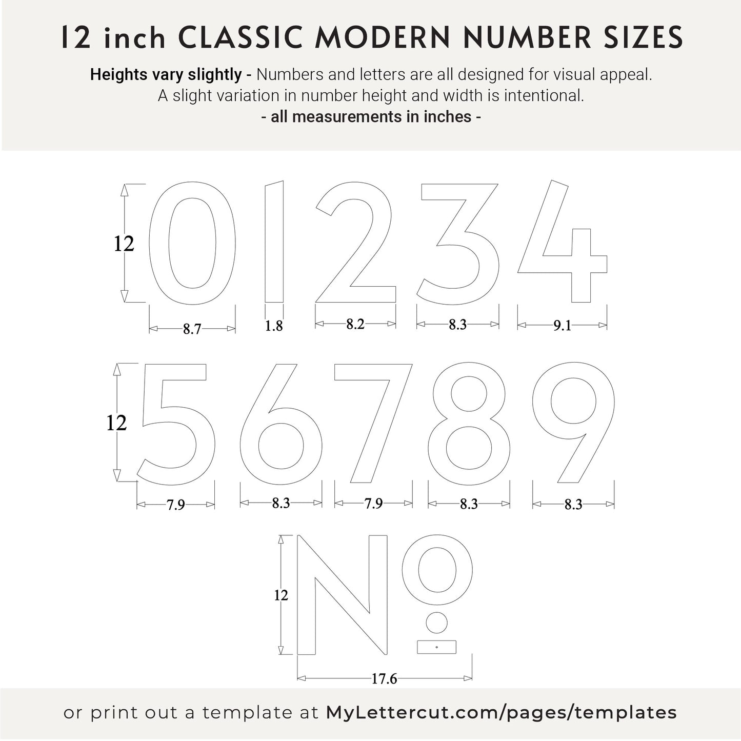 12 inch CLASSIC MODERN house numbers for address signs
