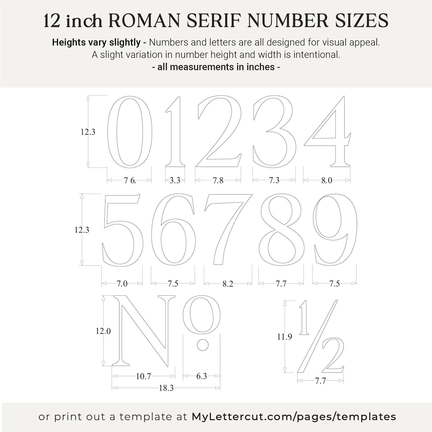 12 inch ROMAN SERIF house numbers for modern address signs
