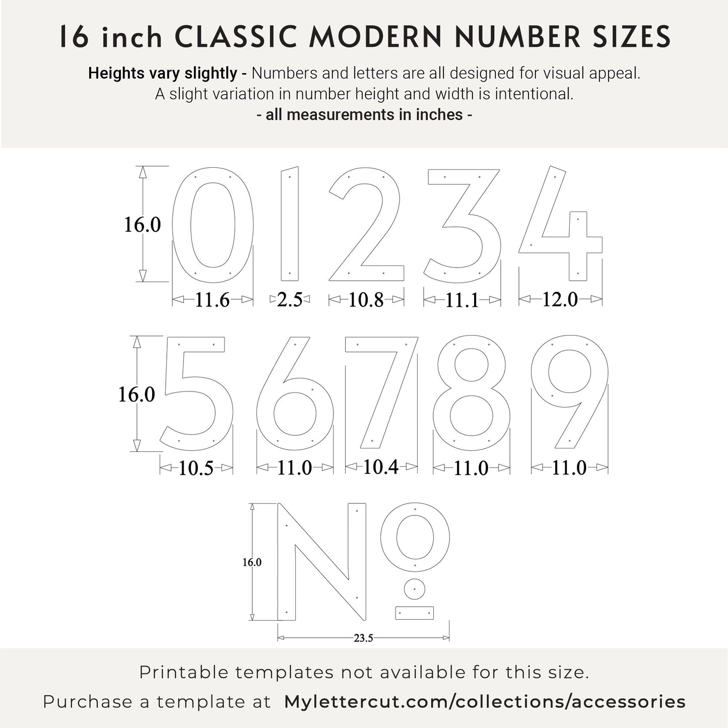 16 inch CLASSIC MODERN house numbers and letters