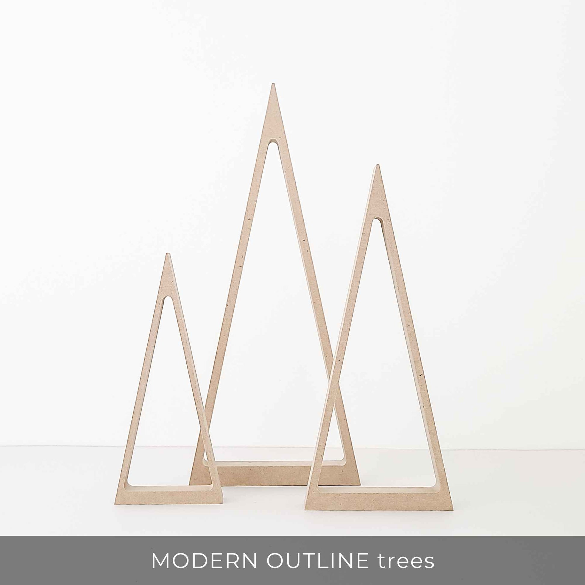 Modern outline wooden trees for Christmas decor or baby boy nursery decor