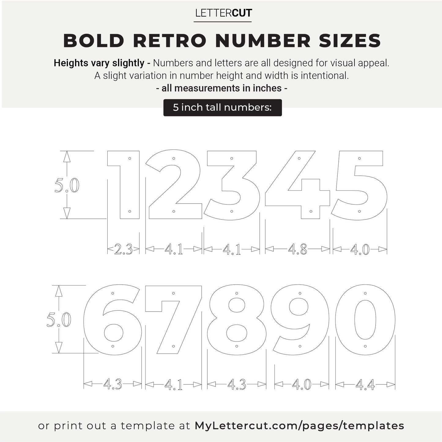5 inch BOLD RETRO House Numbers