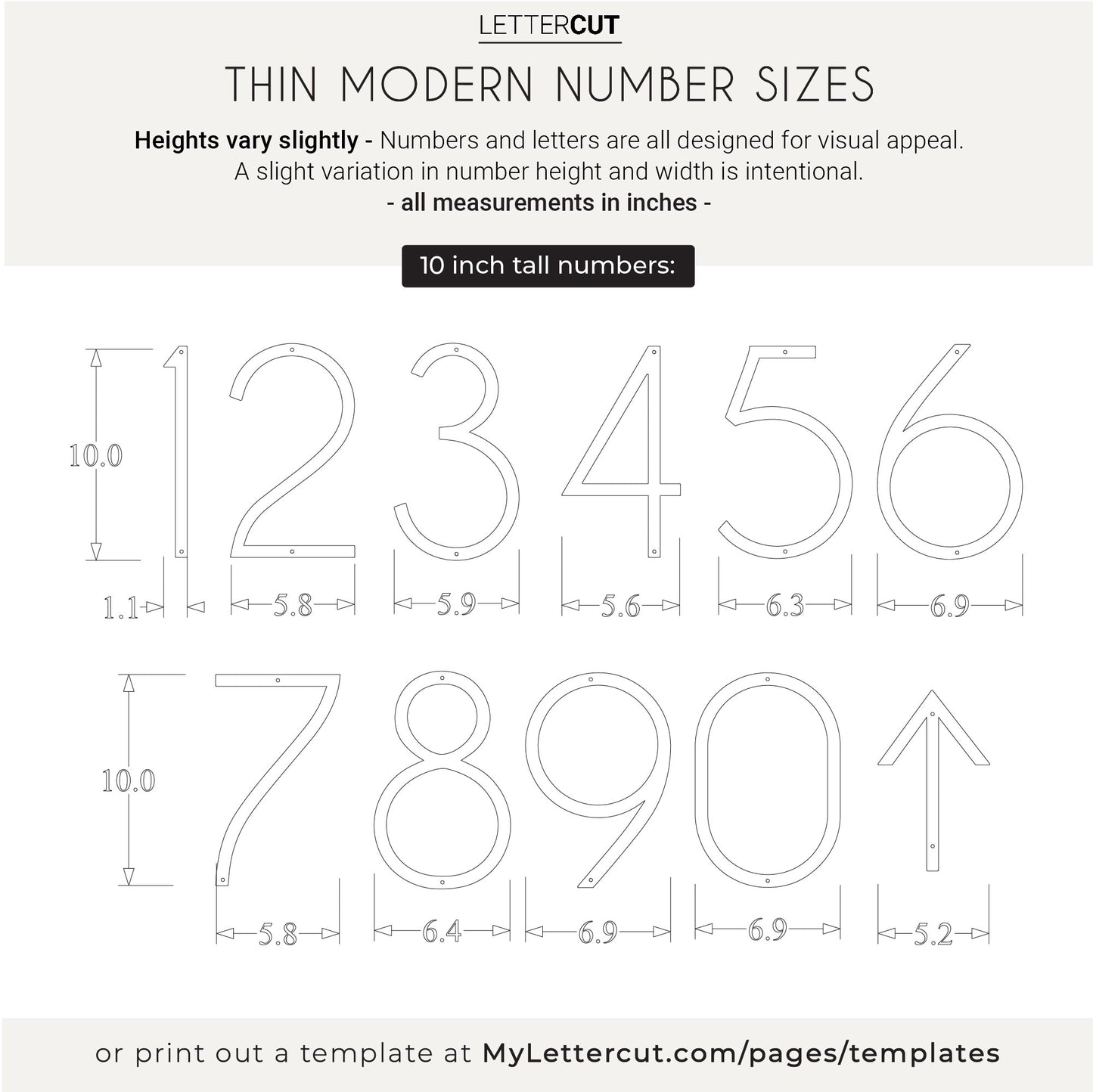 10 inch THIN MODERN house numbers and letters