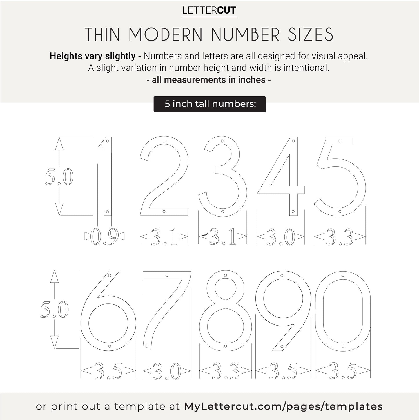 5 inch THIN MODERN address numbers and letters