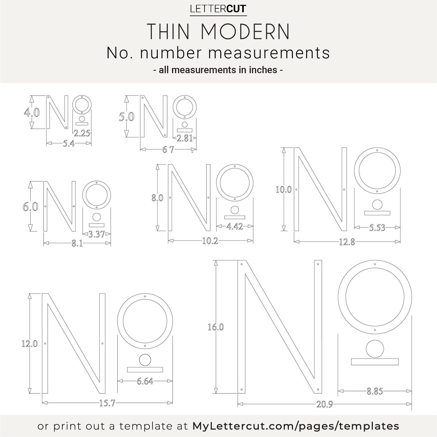 THIN MODERN House No. letters for address sign