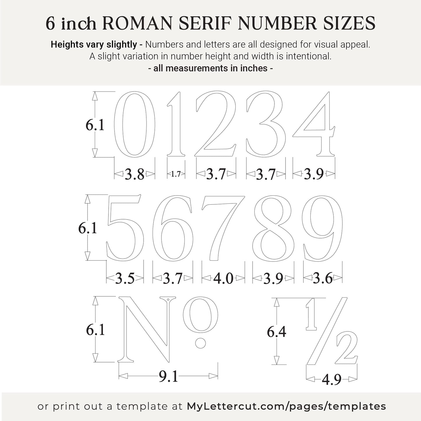 6 inch ROMAN SERIF house numbers for traditional address signs