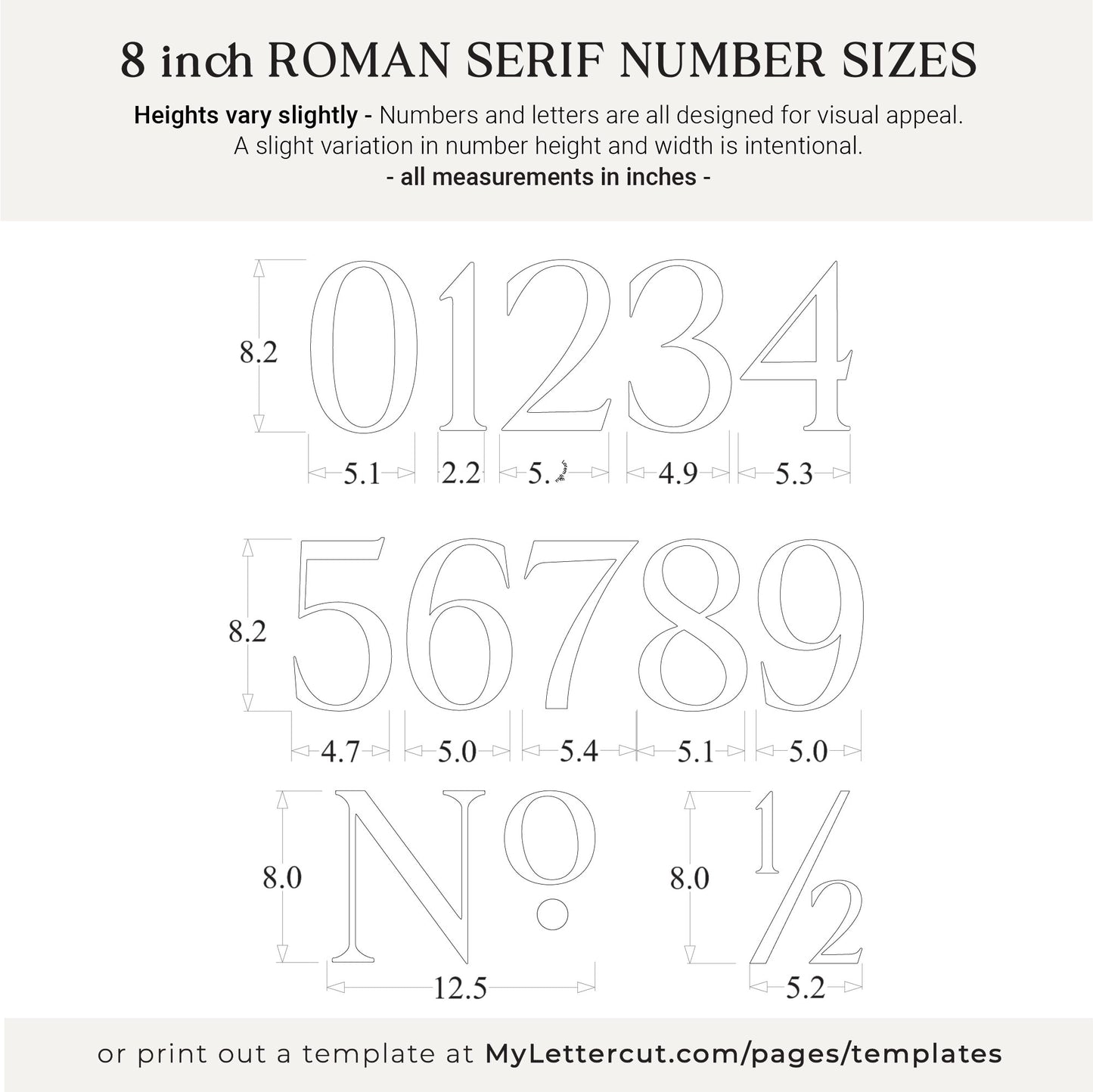 8 inch ROMAN SERIF house numbers for modern address signs