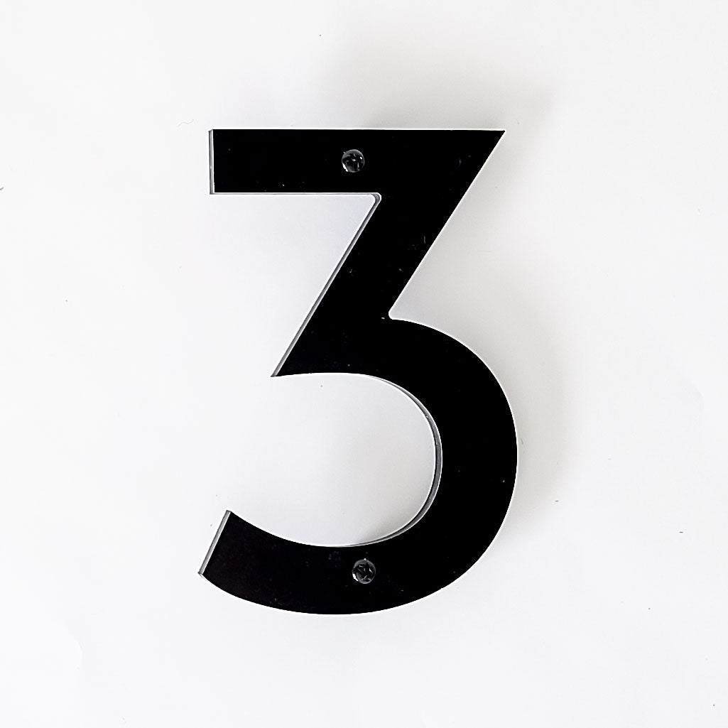 Classic Modern black number 3 for address signs