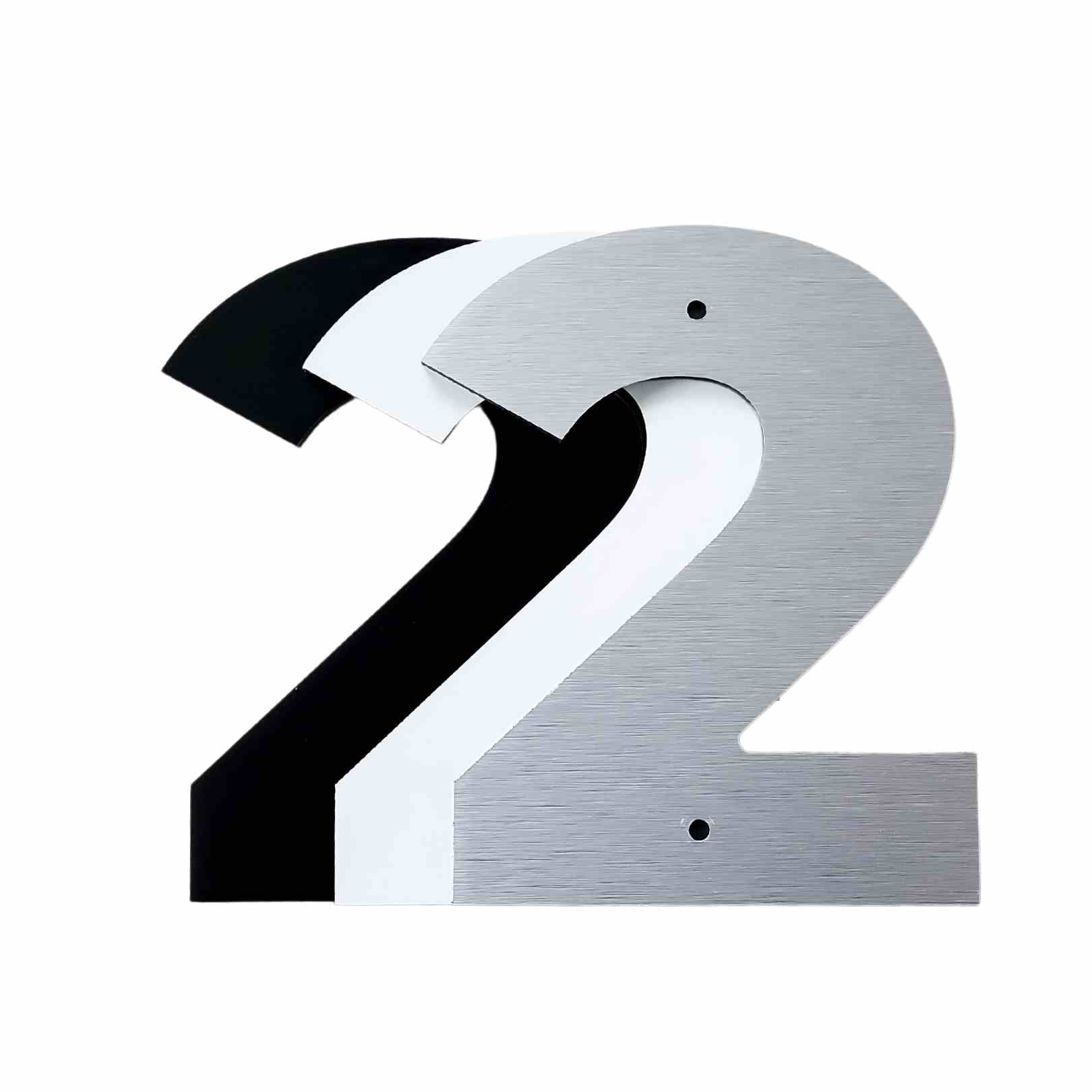 House numbers available in black, white and brushed silver colors