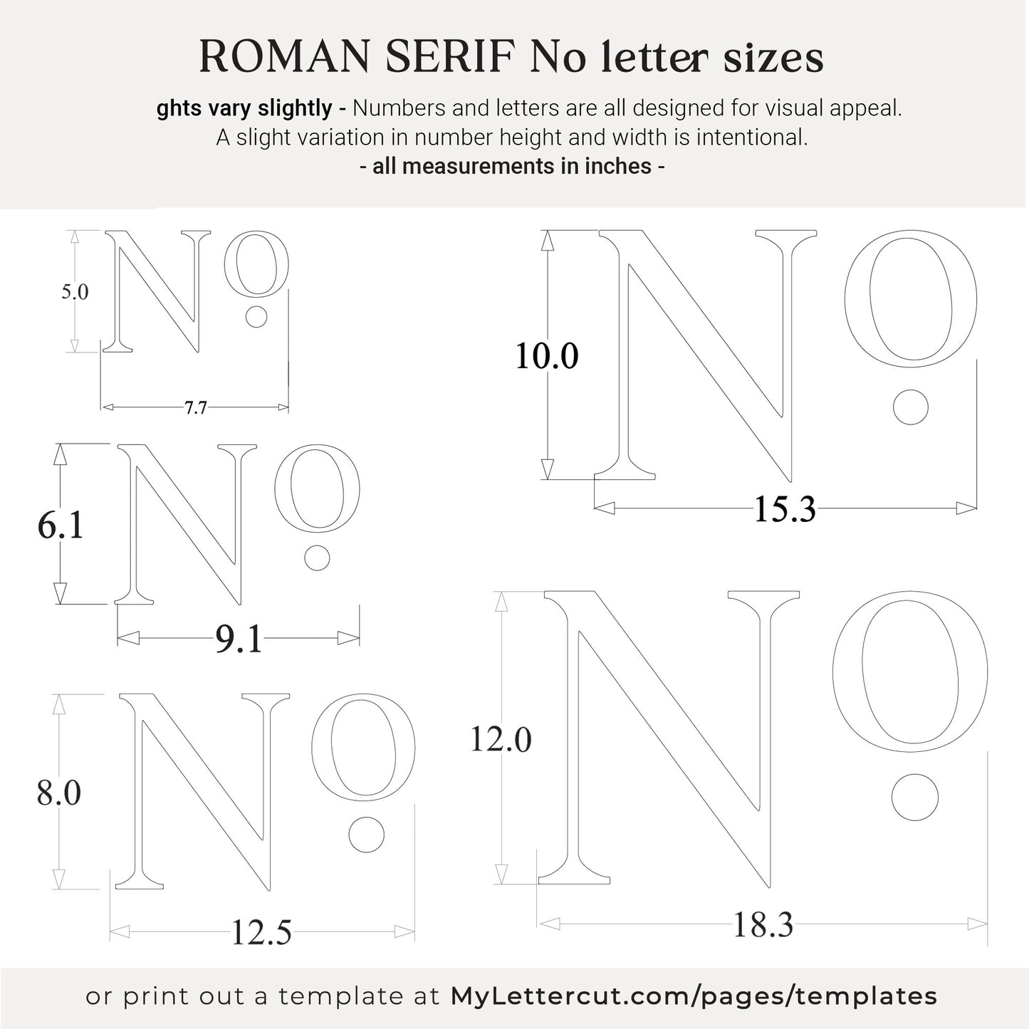 ROMAN SERIF House No. letters for address signs and plaques