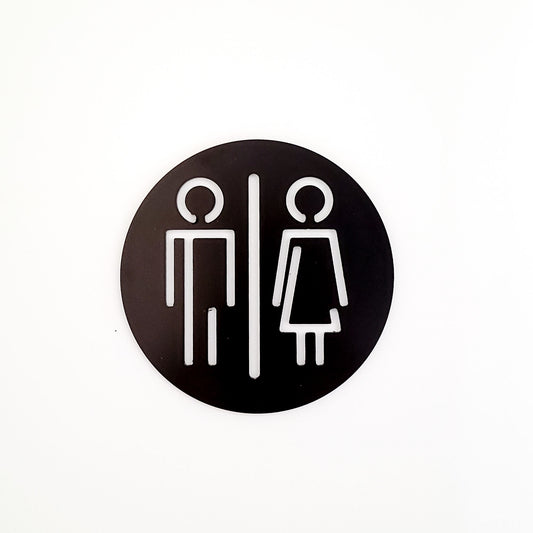 Bathroom door sign for universal washroom signage