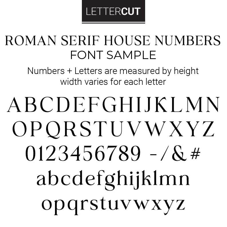 Black ROMAN SERIF business and address sign letters