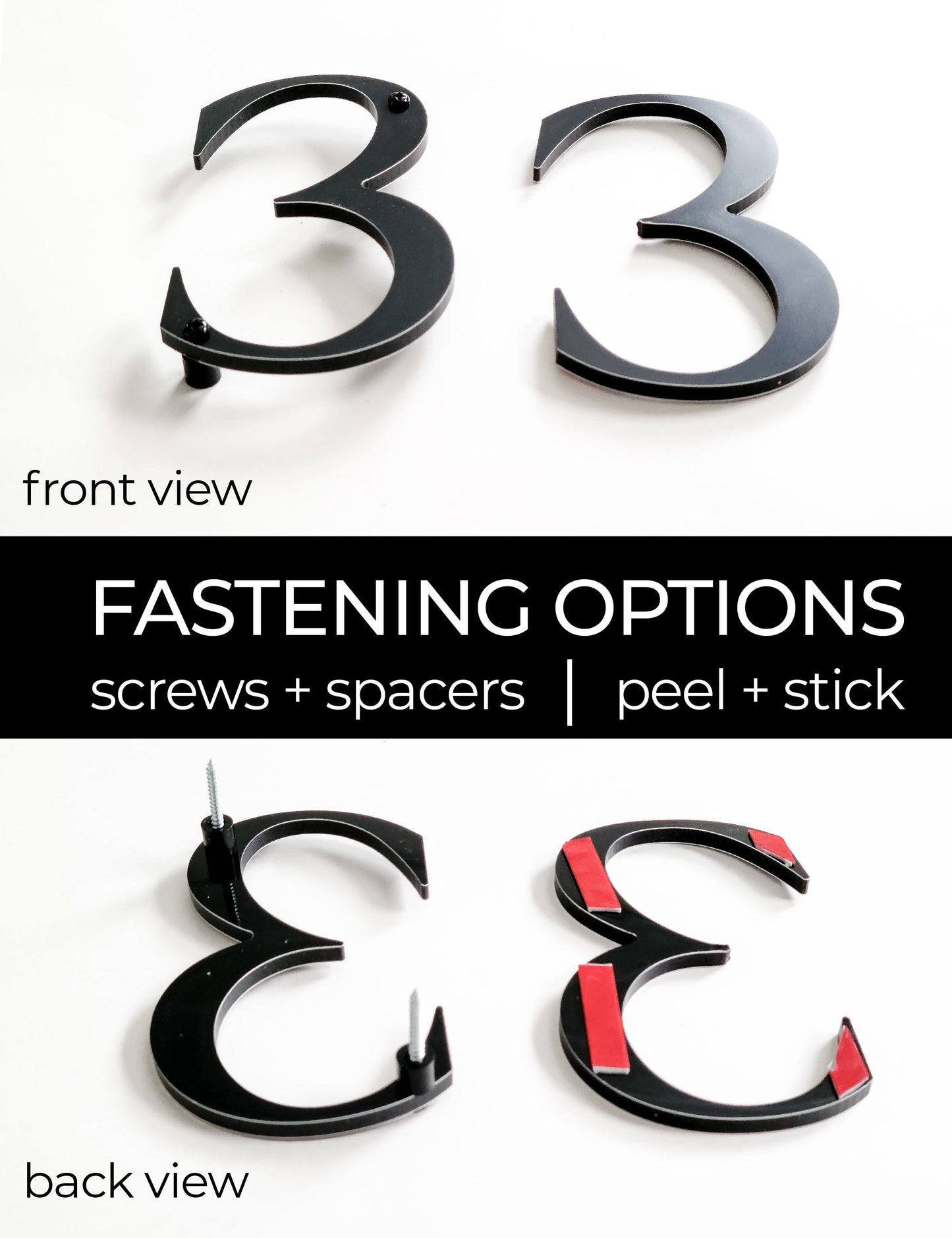 ROMAN SERIF house number fastening options