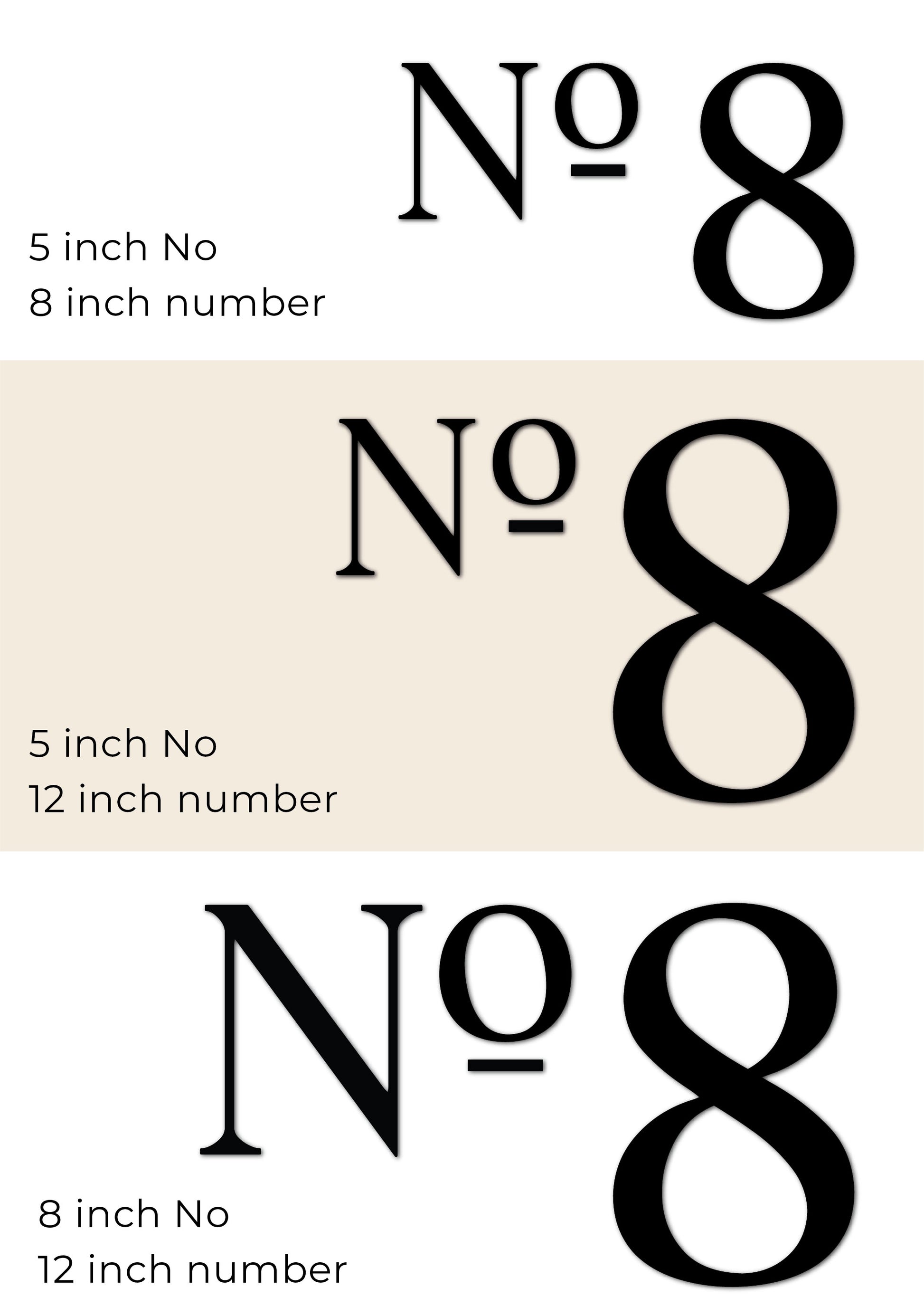 ROMAN SERIF house numbers and No letters size combination