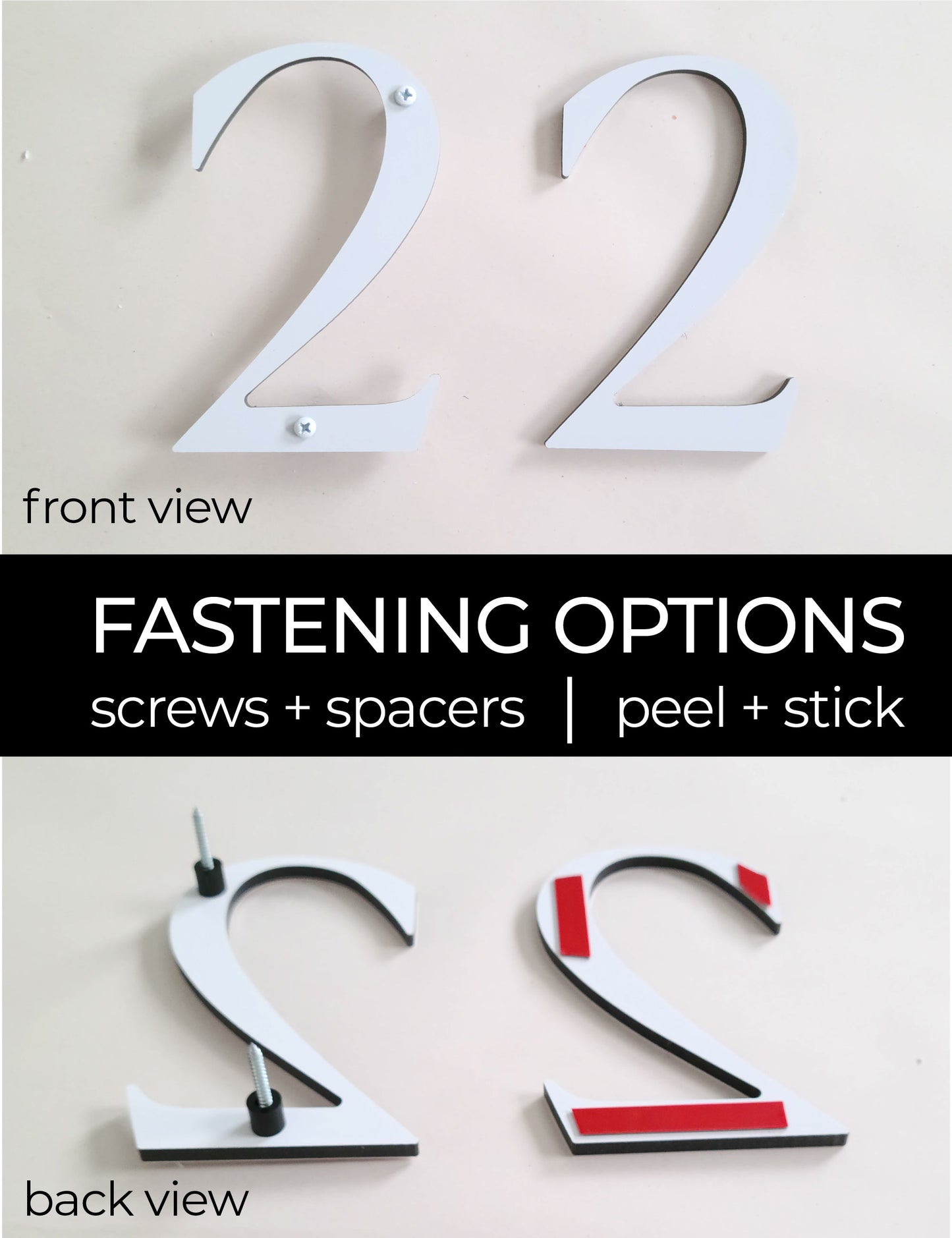 ROMAN SERIF house number fastening options