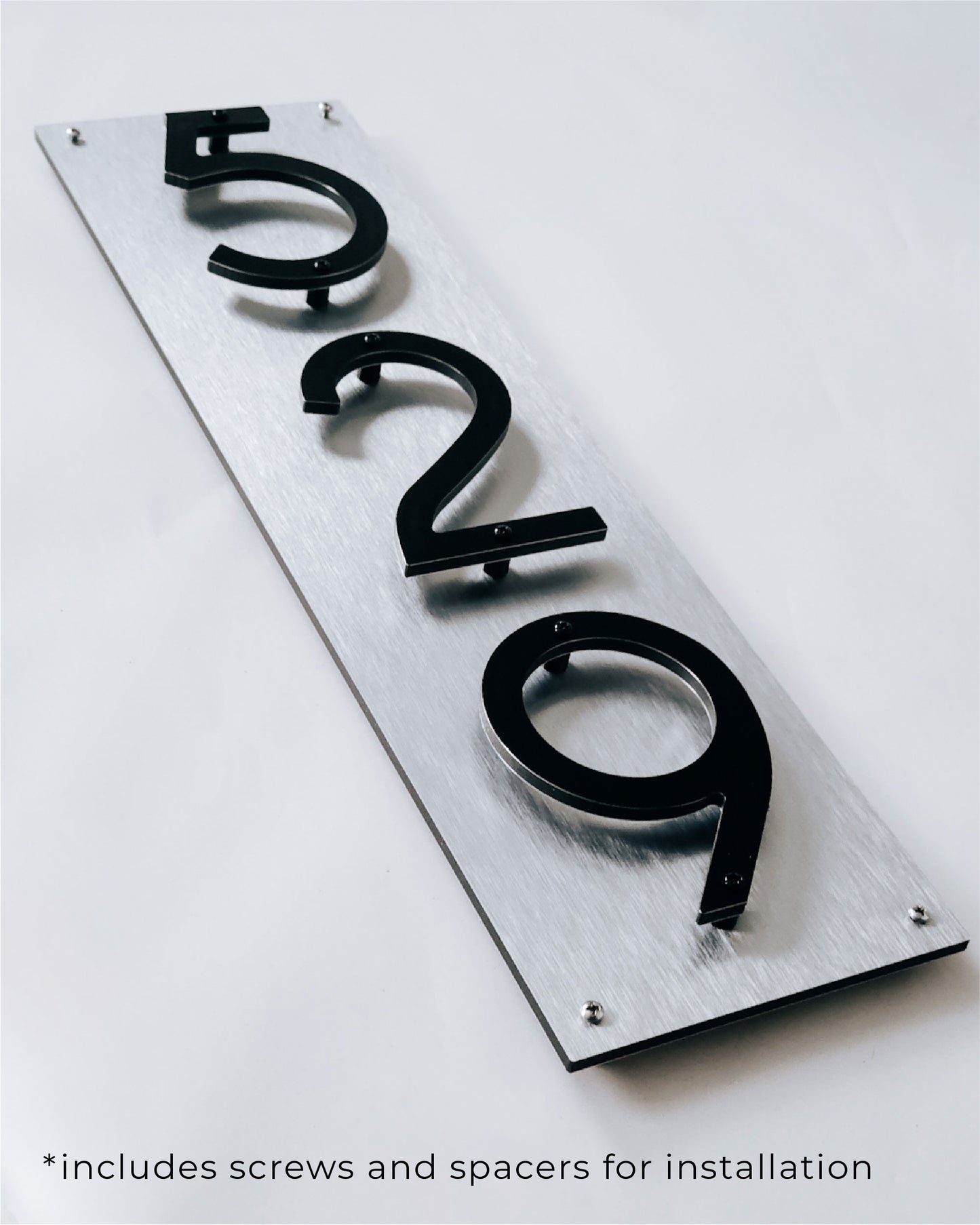 THIN MODERN house number plaque with stand offs for floating numbers