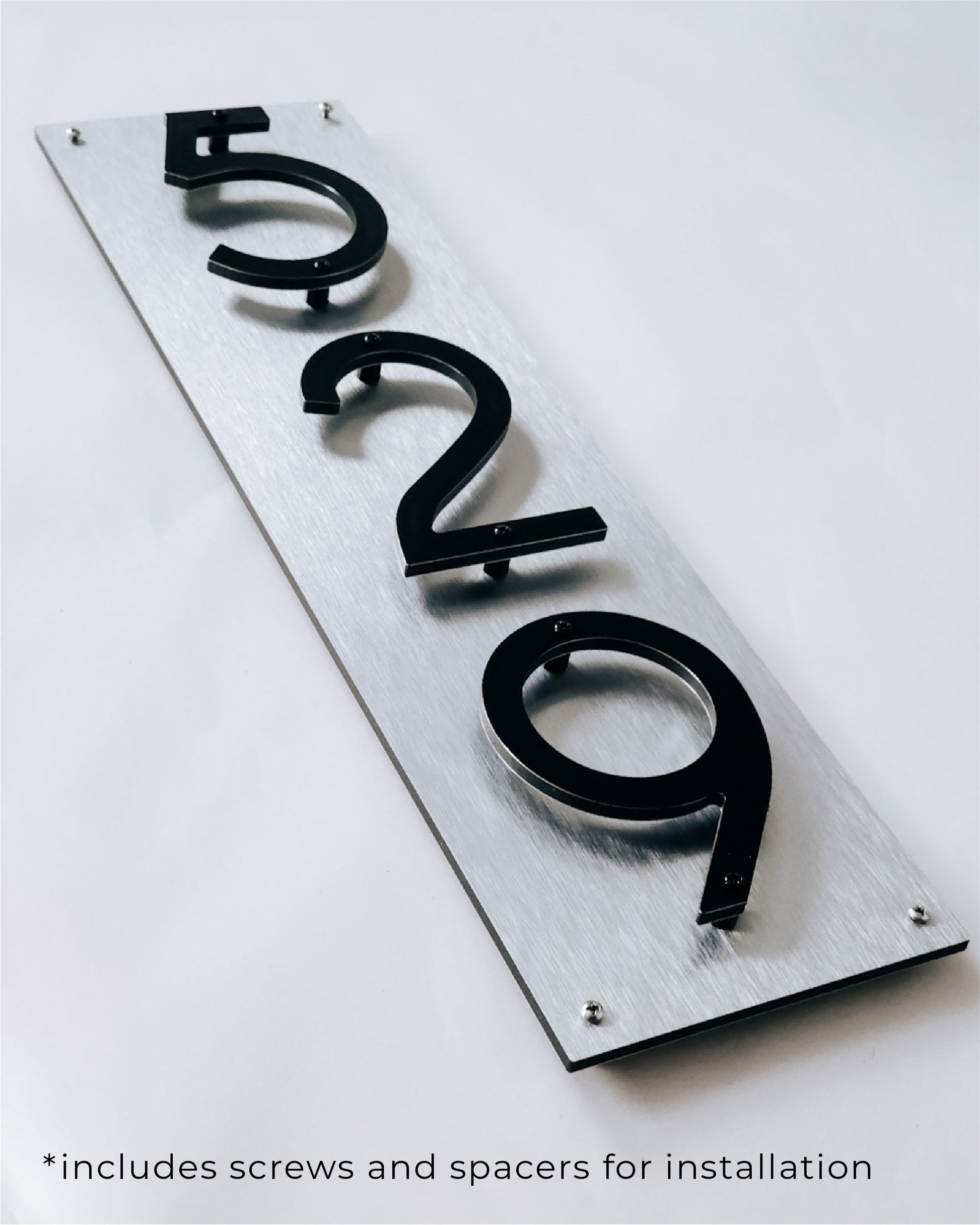 THIN MODERN house number plaque with stand offs for floating numbers