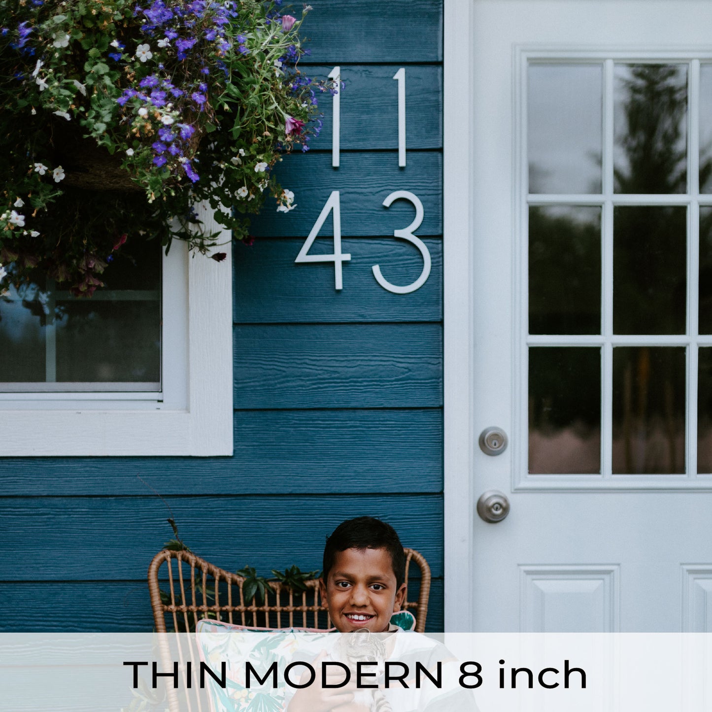 white THIN MODERN house numbers and letters