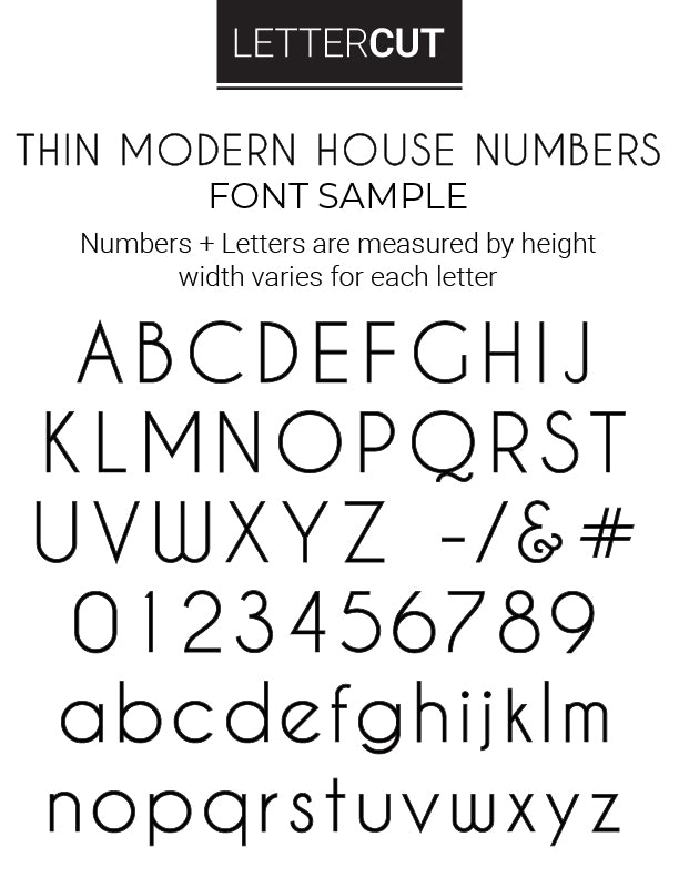 THIN MODERN Silver House Numbers and Letters