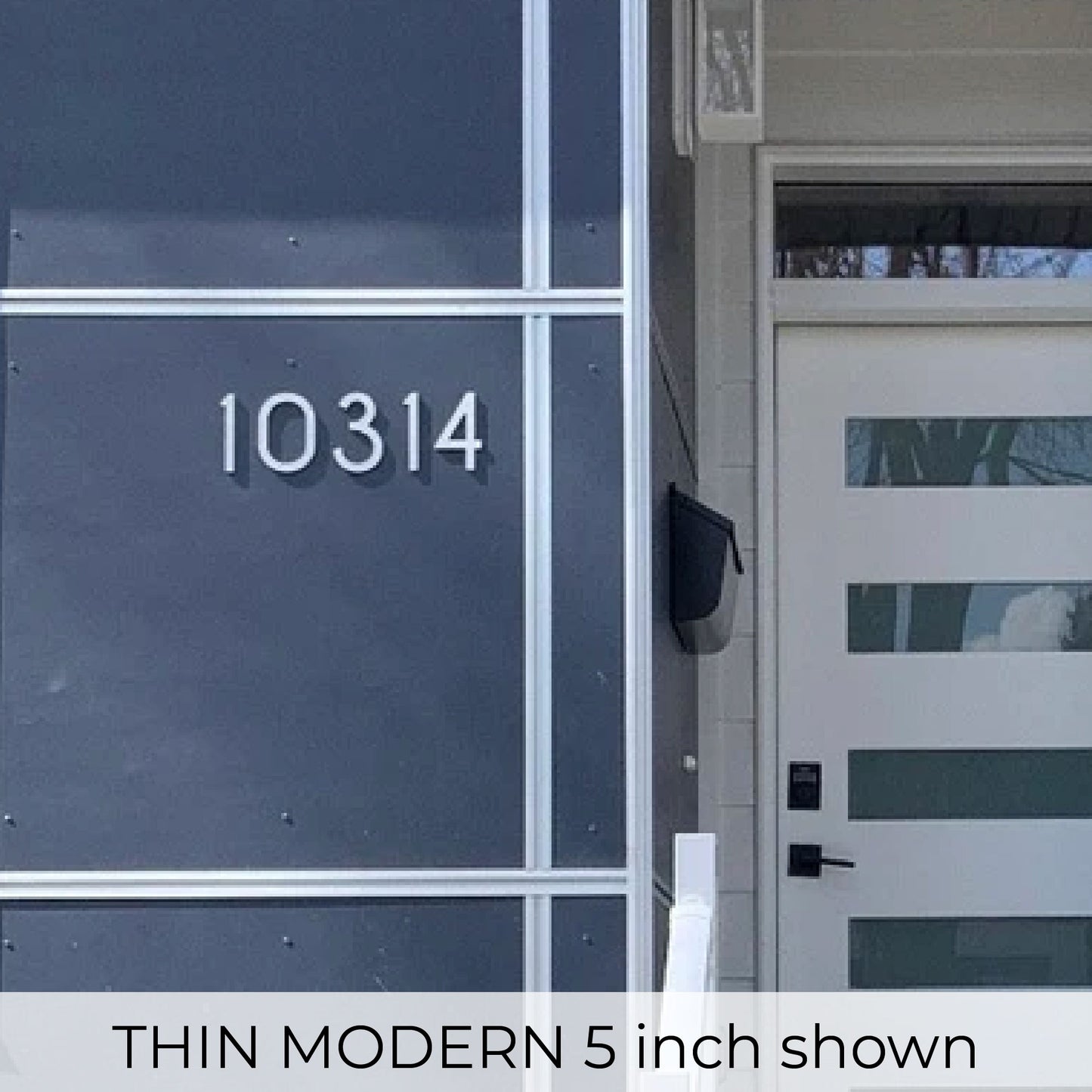 5 inch THIN MODERN house numbers and letters for a modern front door address sign