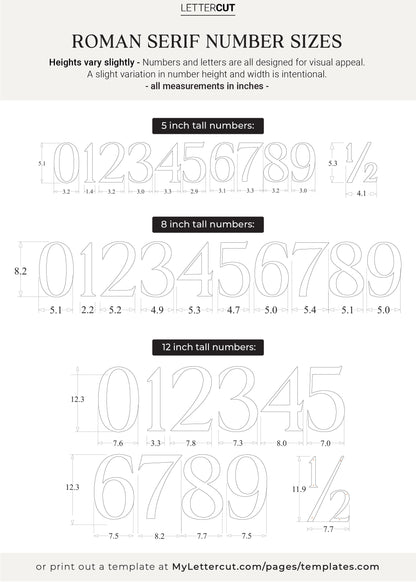 Large ROMAN SERIF white house numbers for modern address number signs