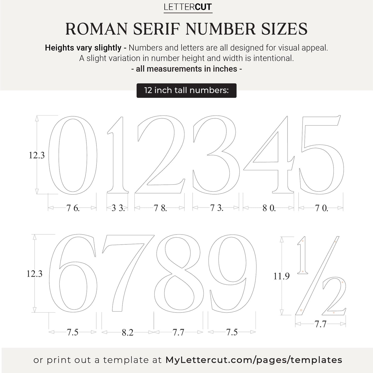 12 inch ROMAN SERIF house numbers for modern address signs