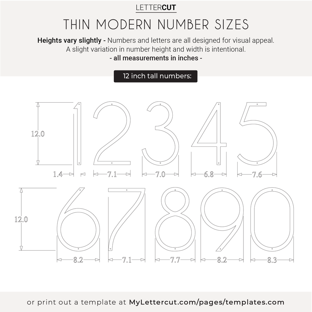 Address Numbers Small THIN MODERN address numbers – LETTERCUT