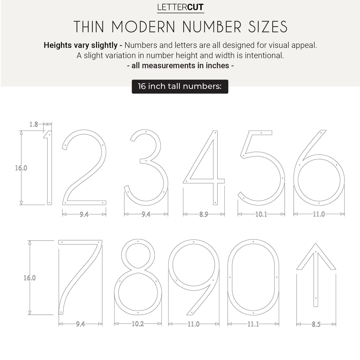 16 inch THIN MODERN large house numbers and letters - LETTERCUT