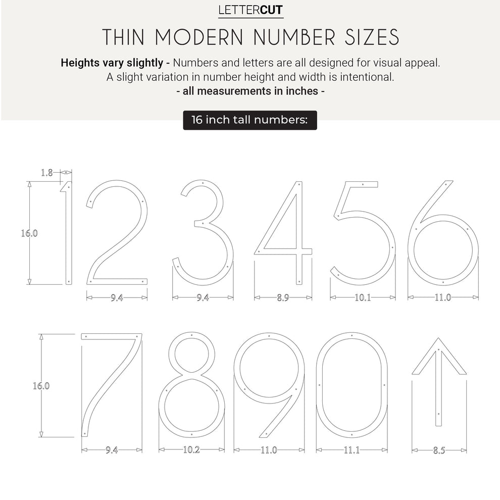 16 inch THIN MODERN large house numbers and letters - LETTERCUT