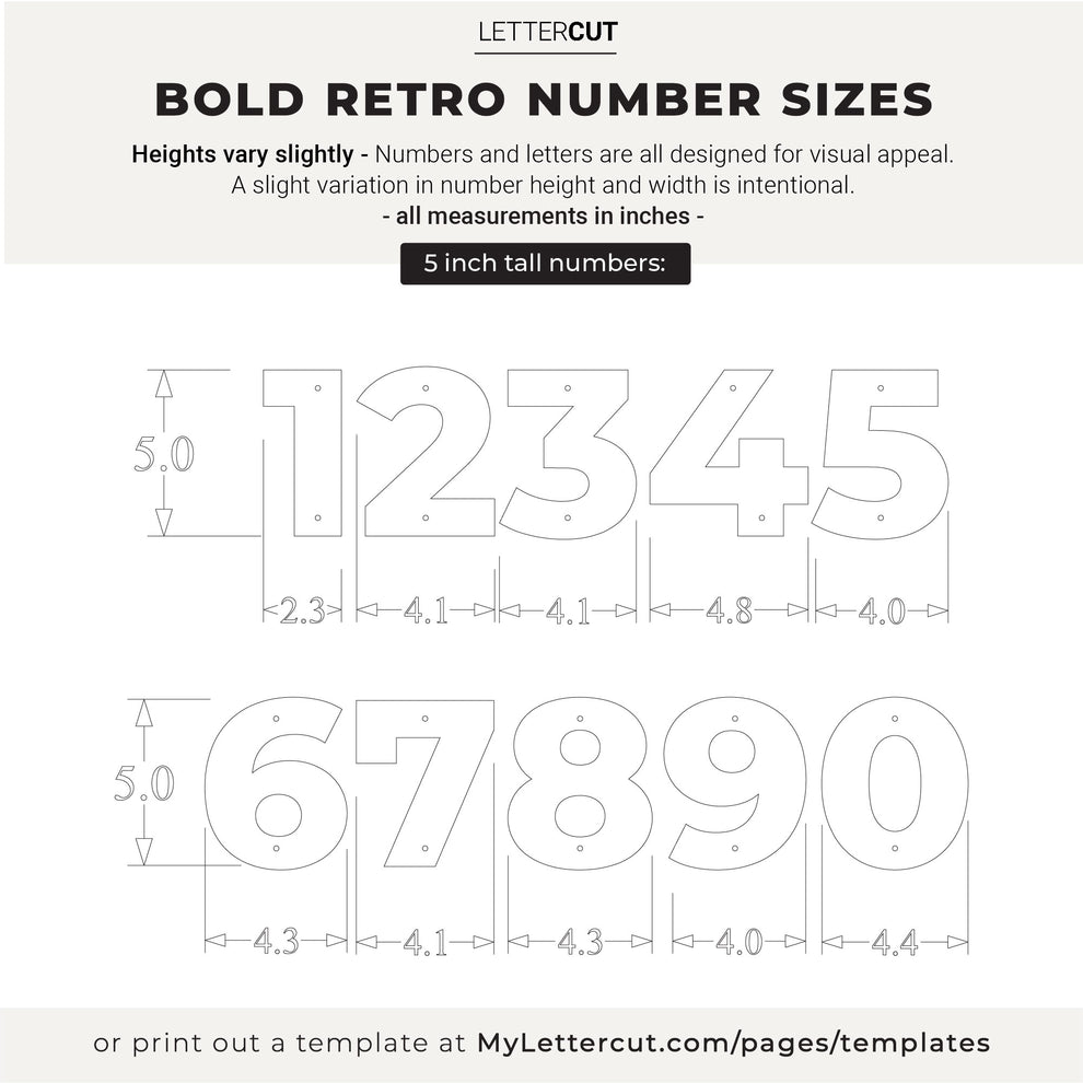 5 inch BOLD RETRO House Numbers – LETTERCUT