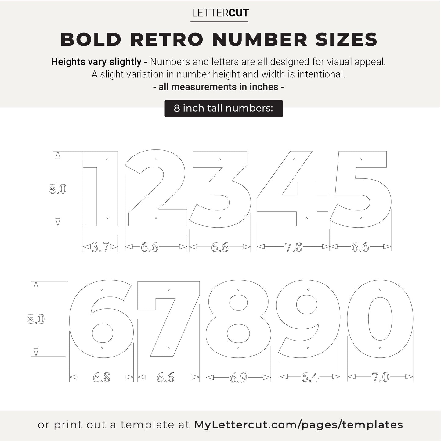 8 inch BOLD RETRO House Numbers