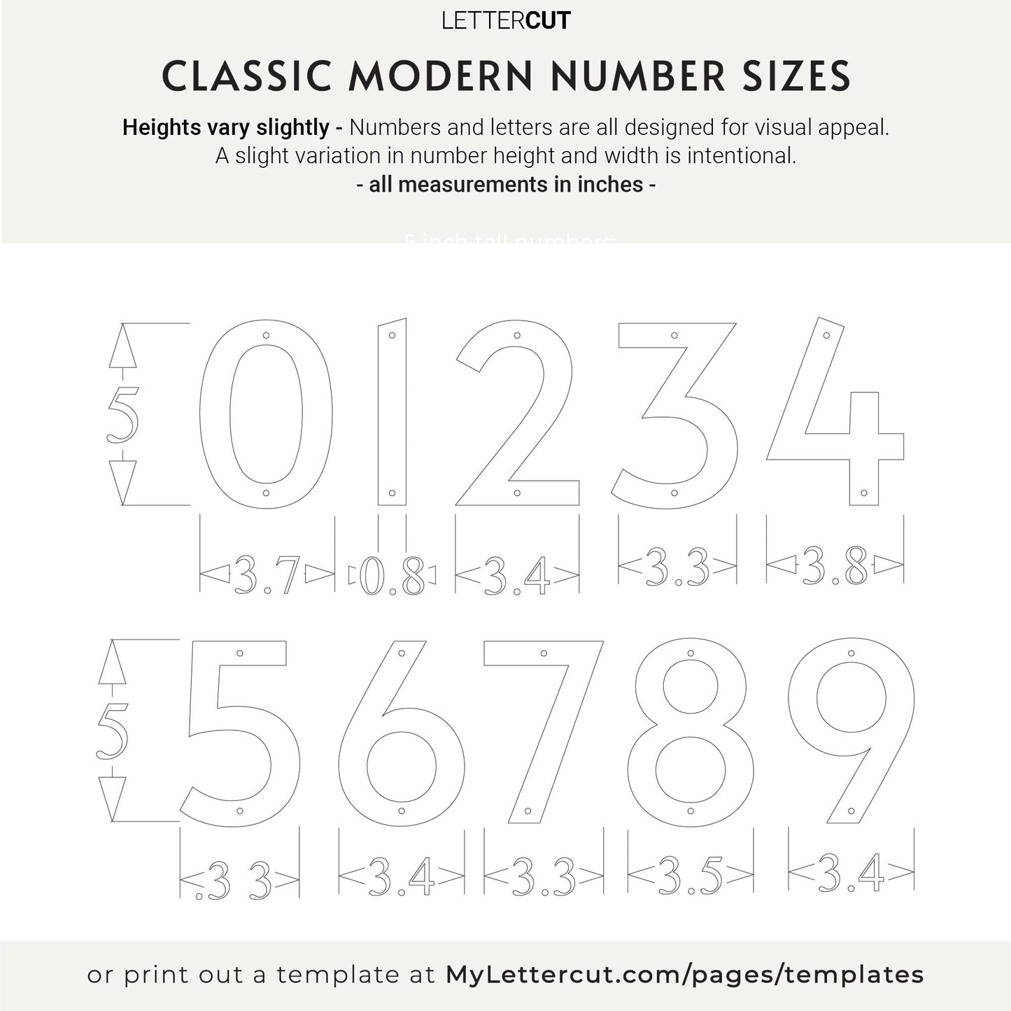 5 inch CLASSIC MODERN house numbers for address signs
