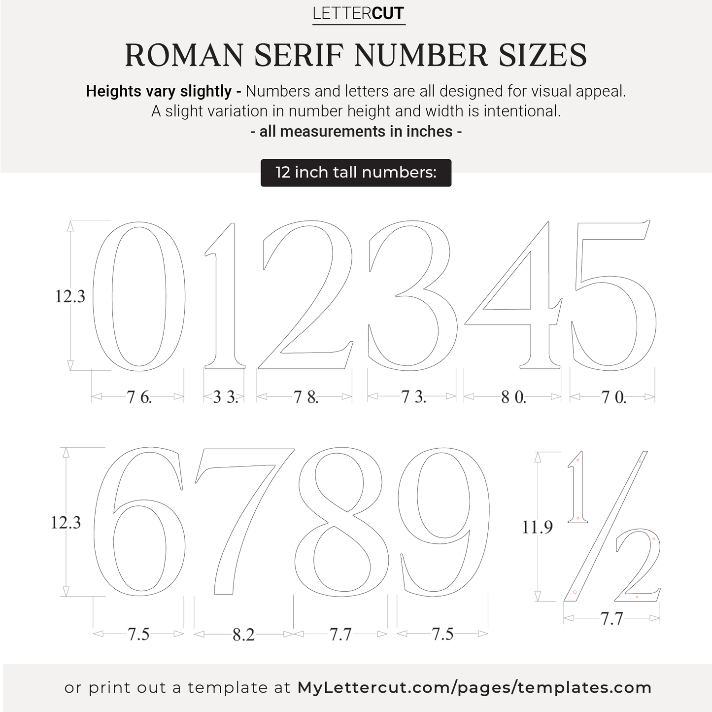 12 inch ROMAN SERIF house numbers for modern address signs