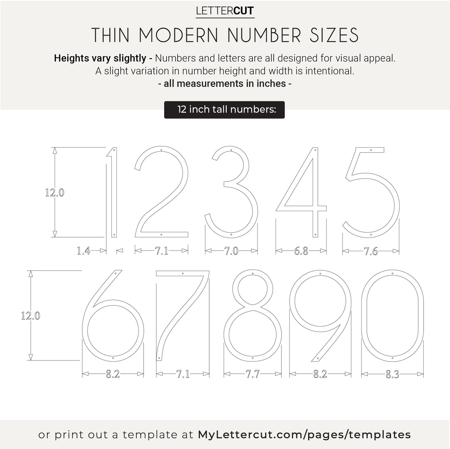12 inch THIN MODERN House Numbers and Letters
