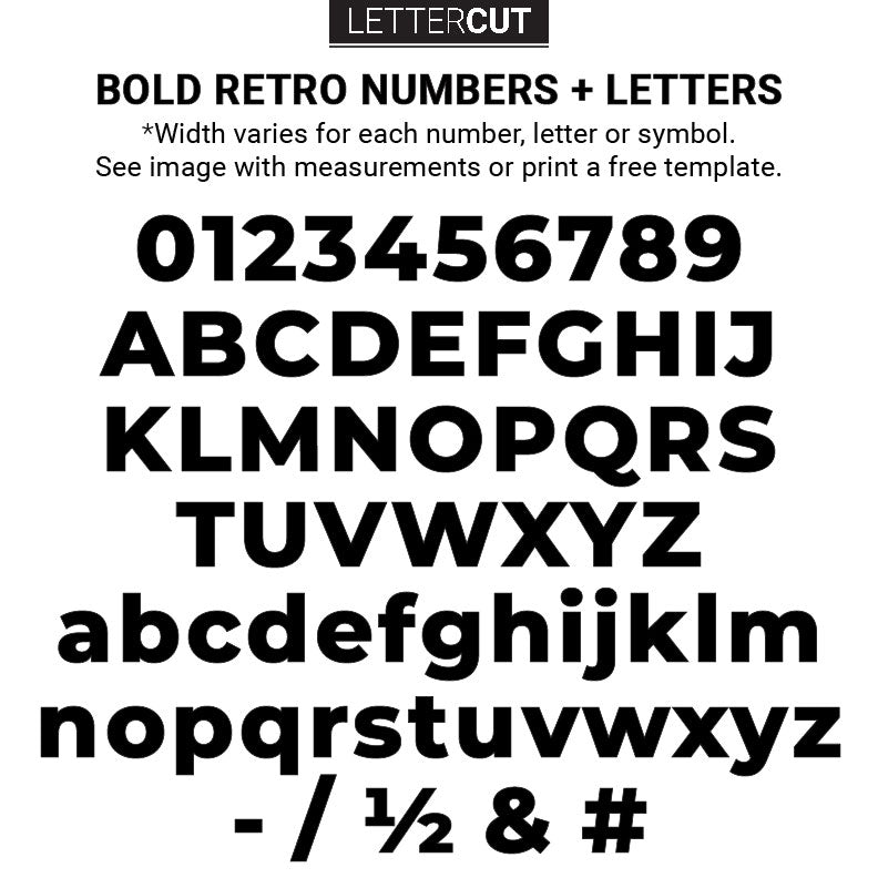 letter and number details for the BOLD RETRO font choice