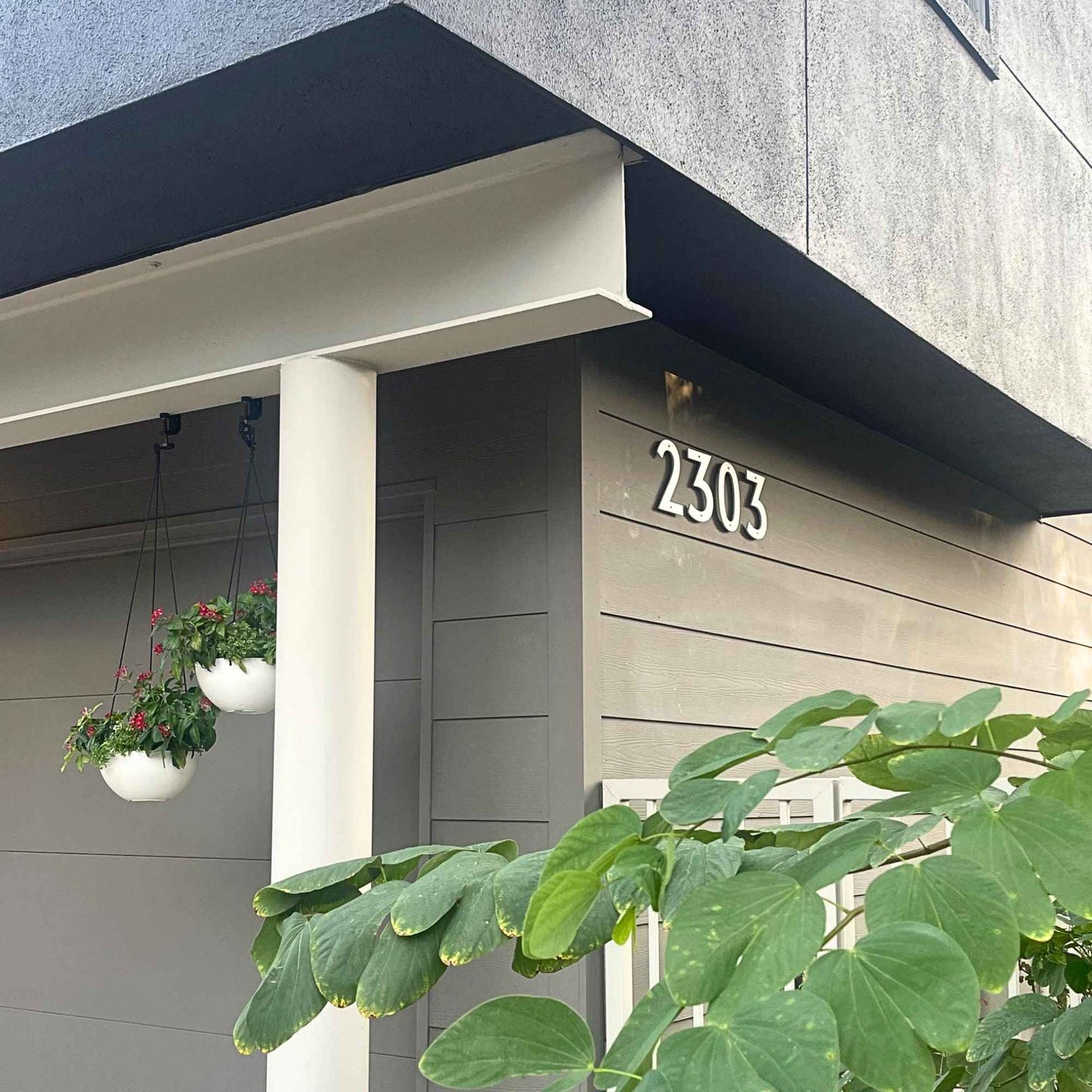 5 inch white CLASSIC MODERN house numbers shown