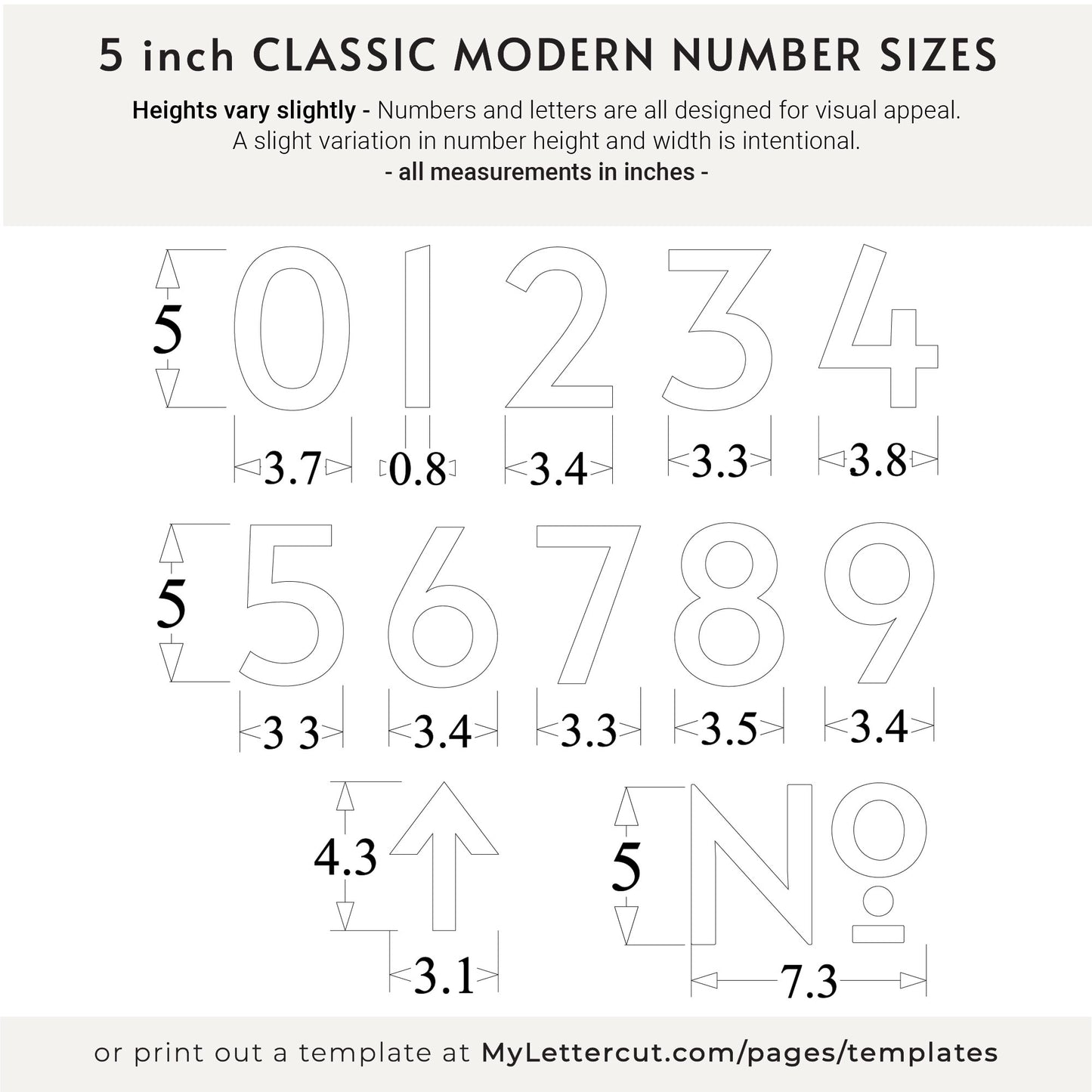 5 inch CLASSIC MODERN house numbers for address signs