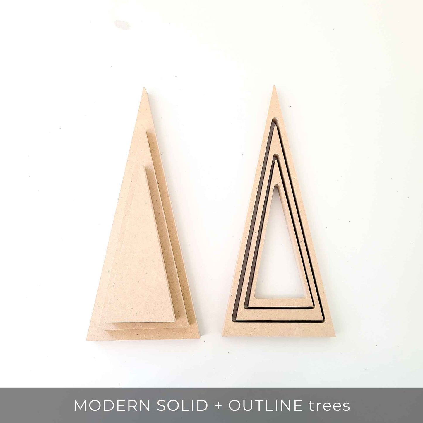 Modern solid and modern outline tree sets