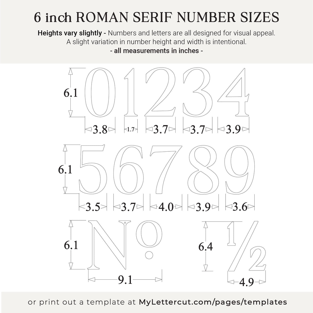 6 inch ROMAN SERIF house numbers for traditional address signs – LETTERCUT