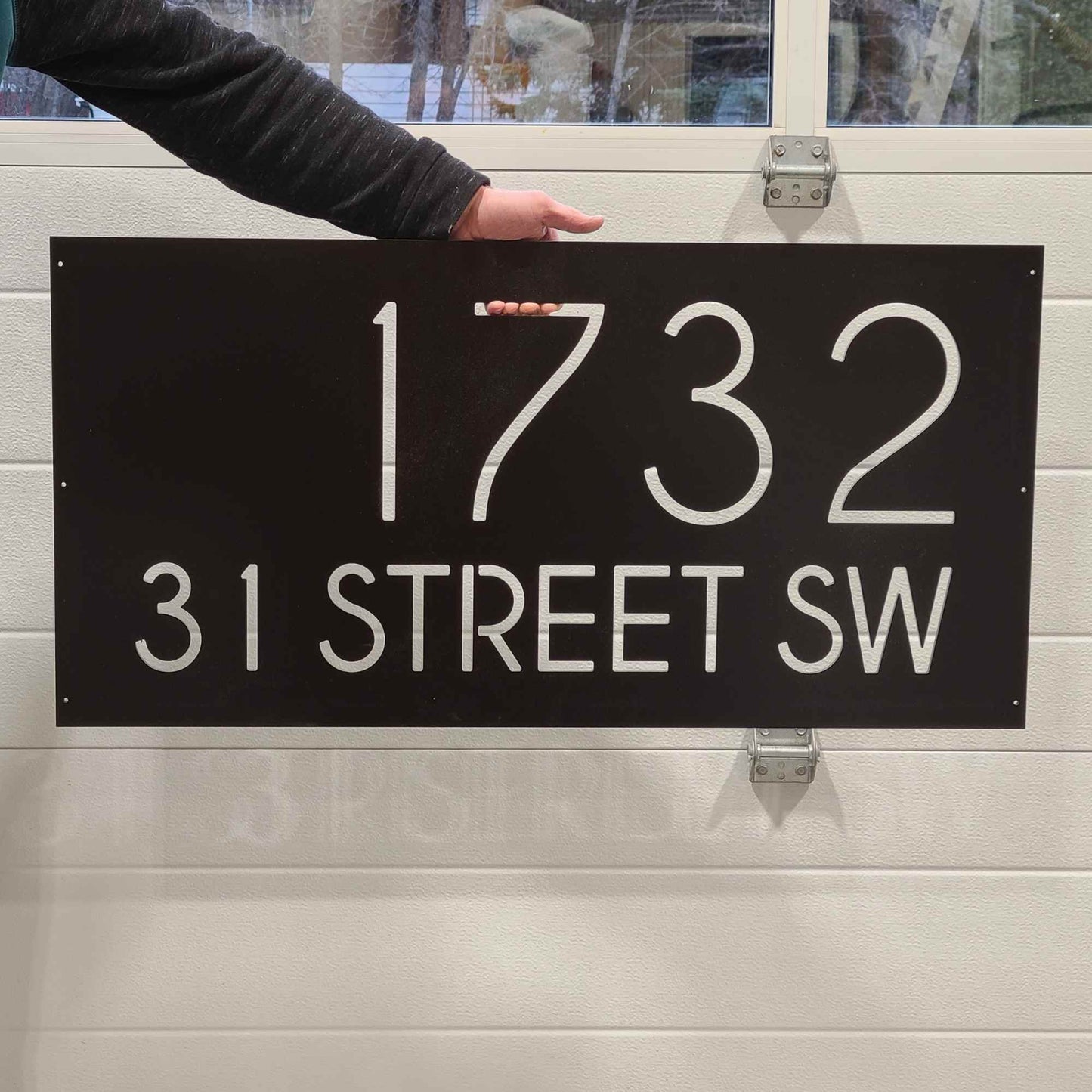 Modern Address Number and Street Name Sign with Yard Stake