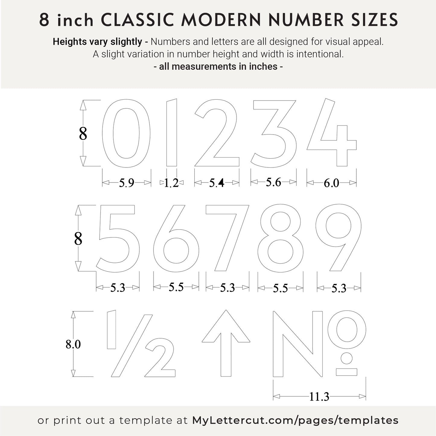 8 inch CLASSIC MODERN House numbers and letters