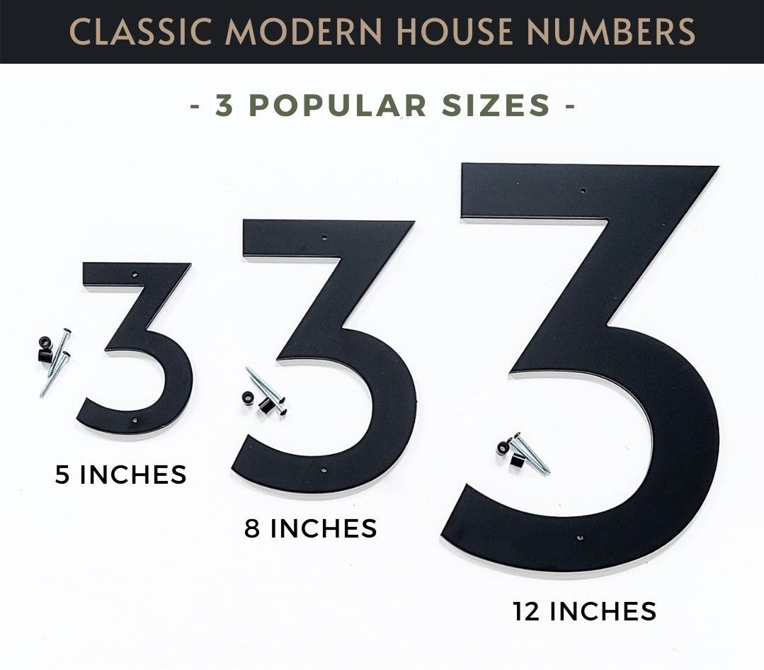 CLASSIC MODERN house number sizes