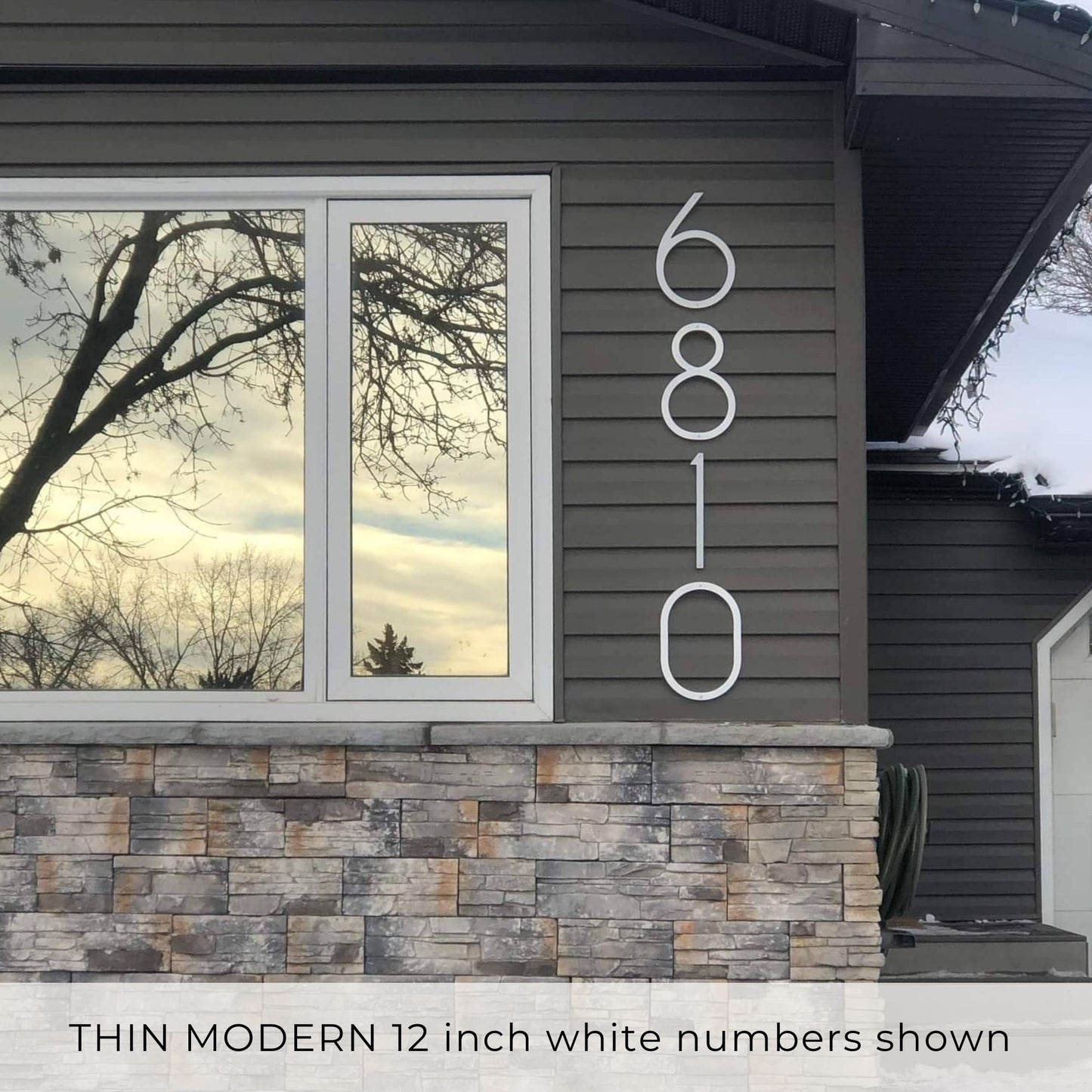 White THIN MODERN large  house numbers