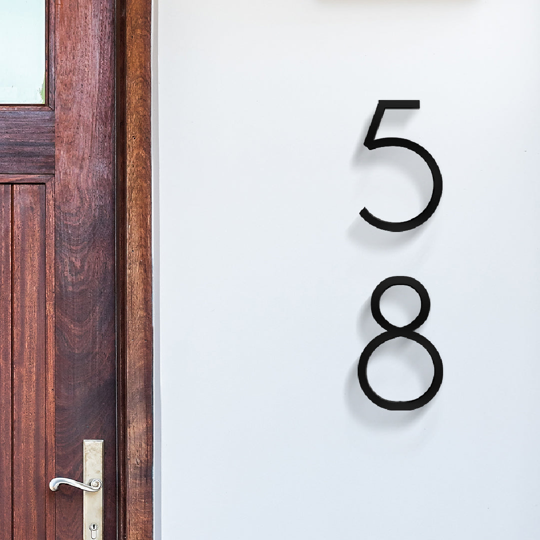 black THIN MODERN house numbers for address signs