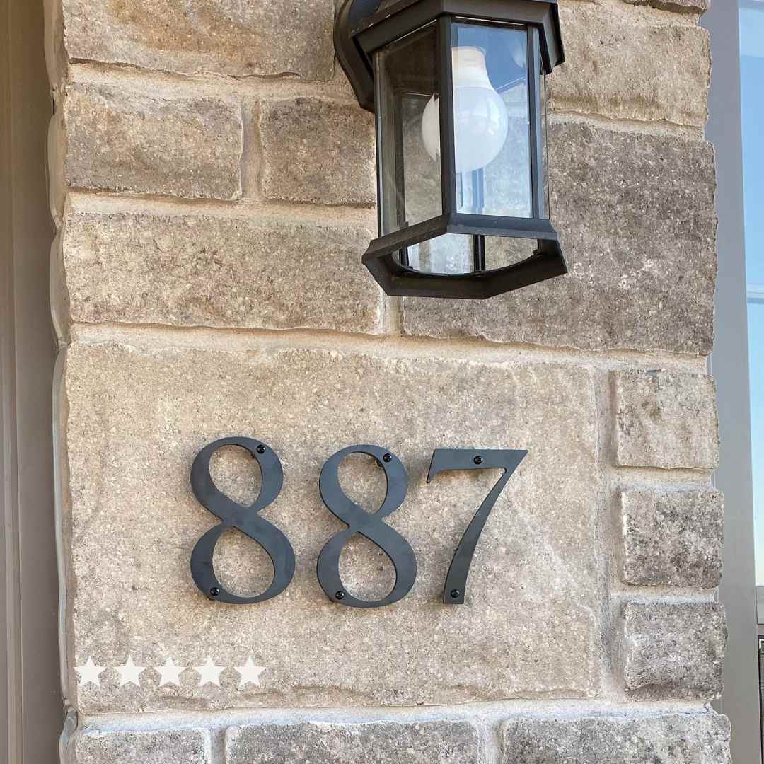 5 inch Roman Serif address numbers on brick