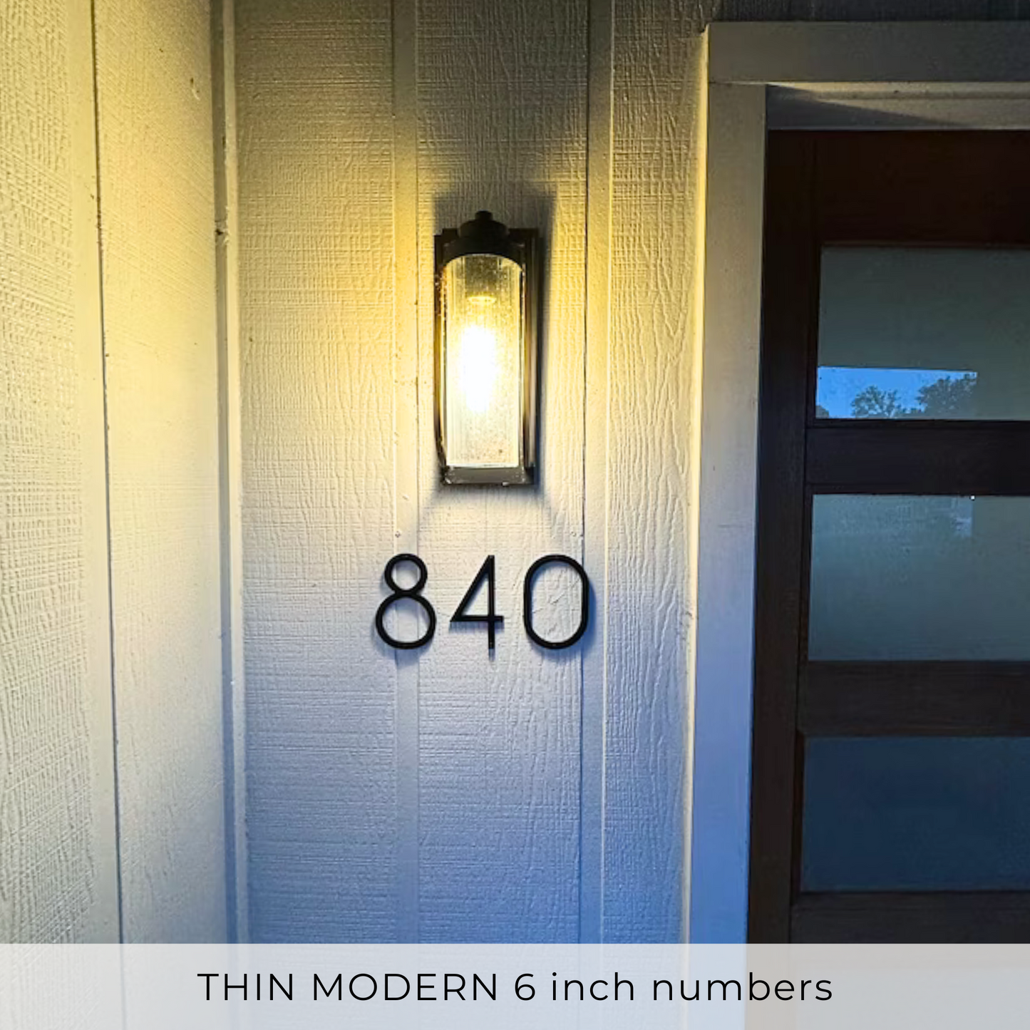 THIN MODERN 6 inch numbers under a light