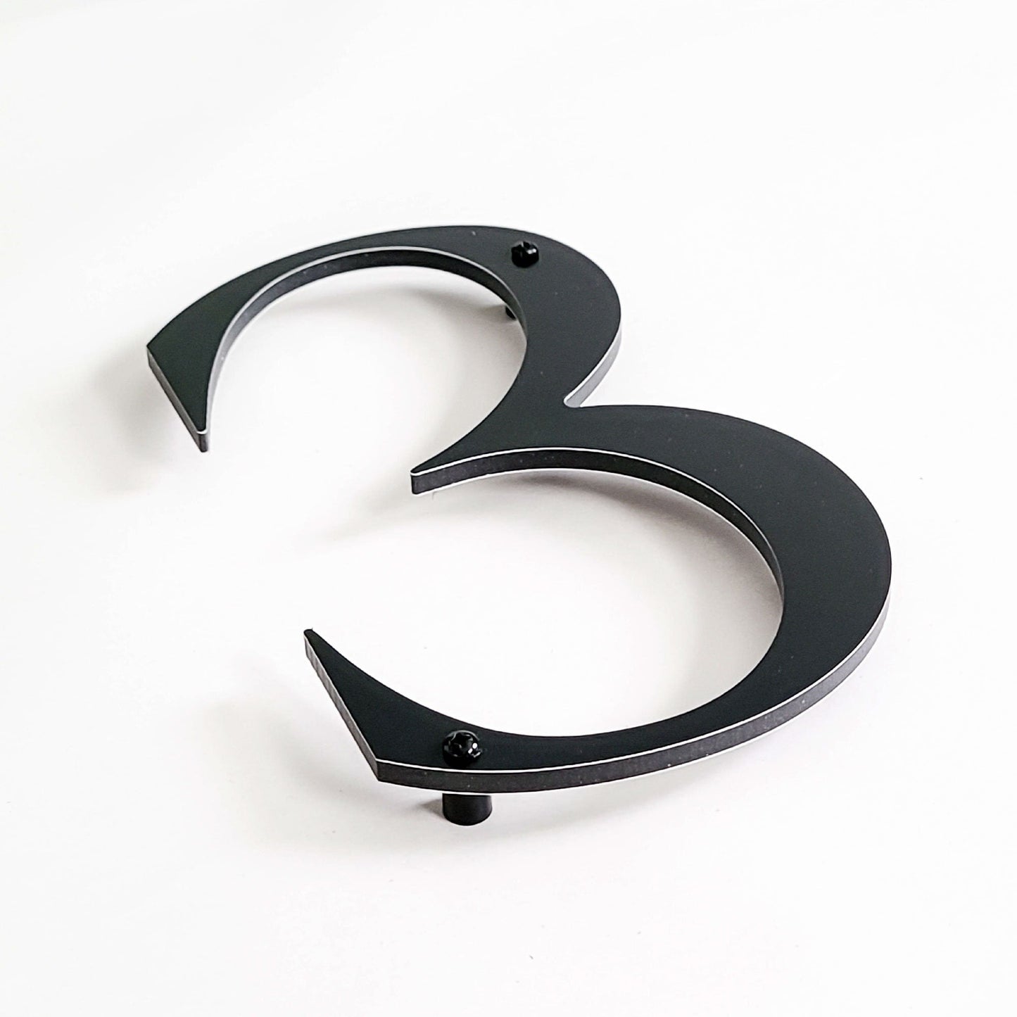 ROMAN SERIF house number close up detail with standoffs.