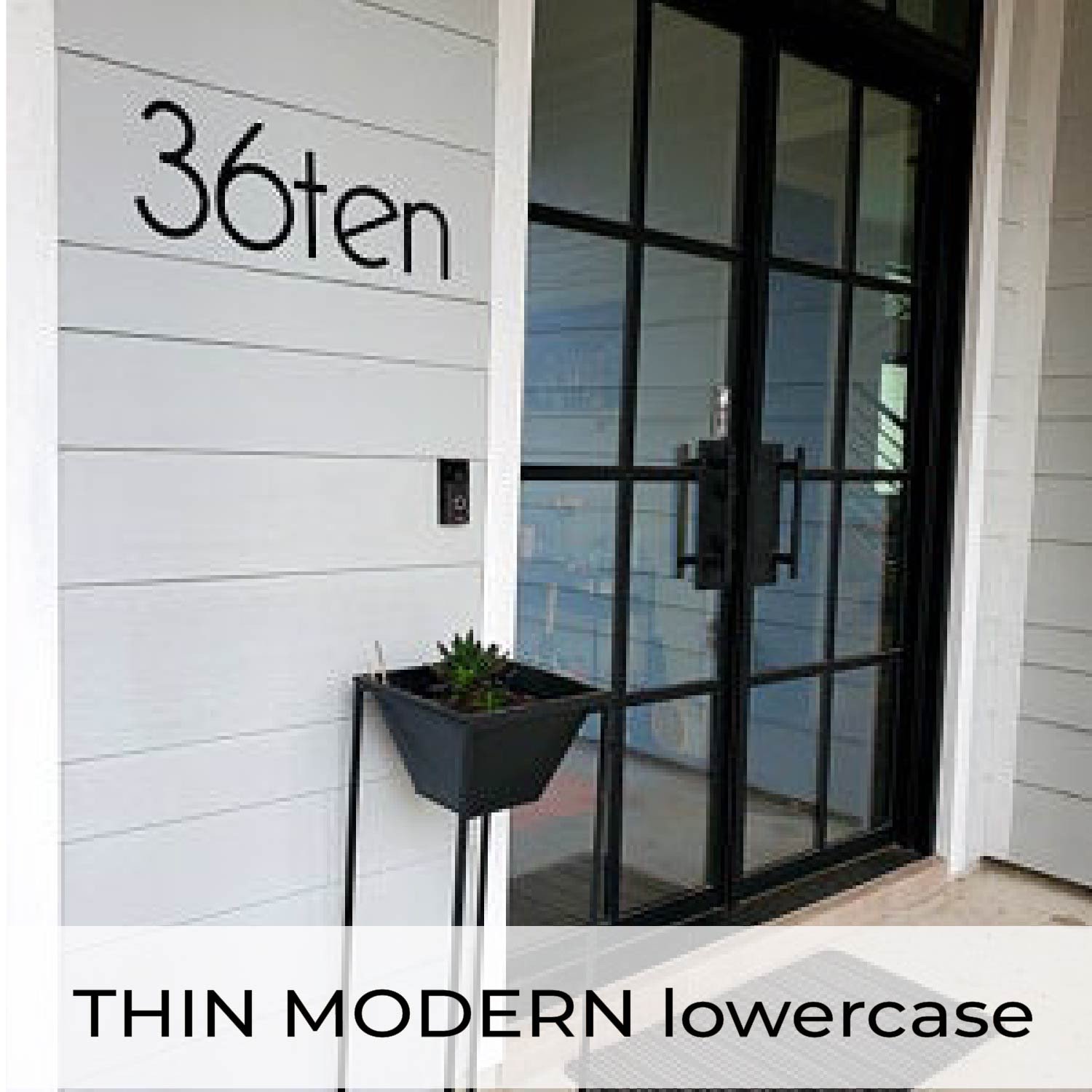 THIN MODERN house numbers and letters for a unique address sign with lowercase letters