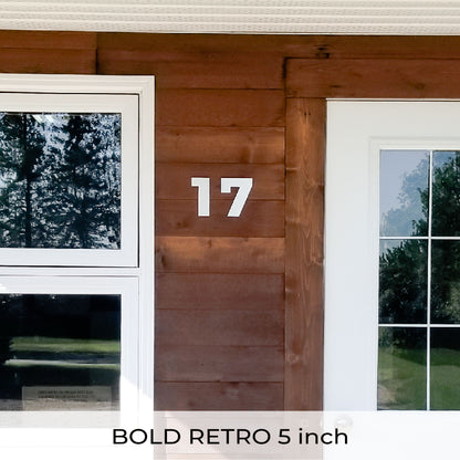 BOLD RETRO house numbers in brushed silver
