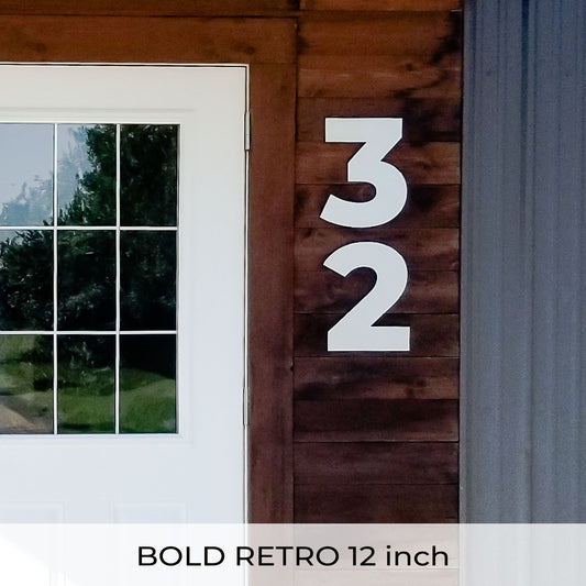 large BOLD RETRO brushed silver house numbers